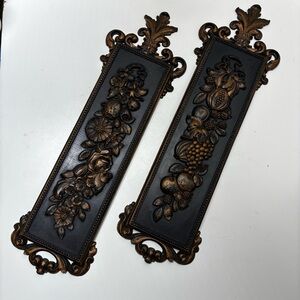 Dart Ind Coppercraft Guild set of 2 fruit and floral syroco wall plaques